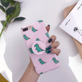 Pink dinosaur iPhone case with bracket, TPU glossy IMD back cover for iPhone 6 7 8 X XS XR
