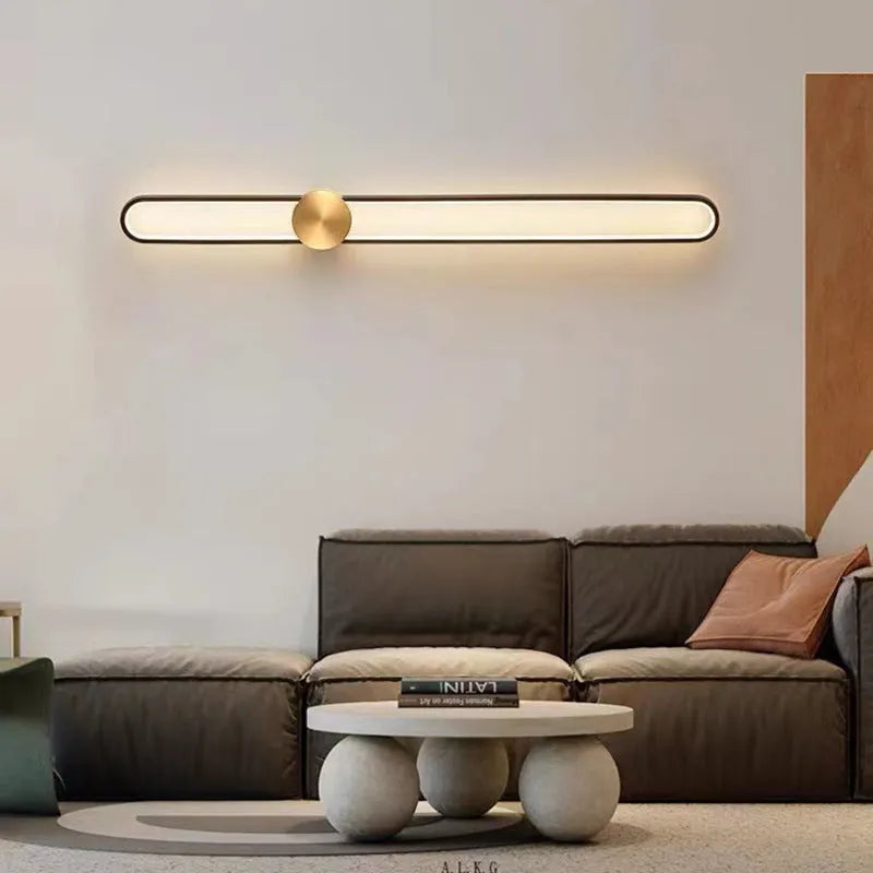 Round modern minimalist iron wall lamp with LED lighting in 60cm diameter