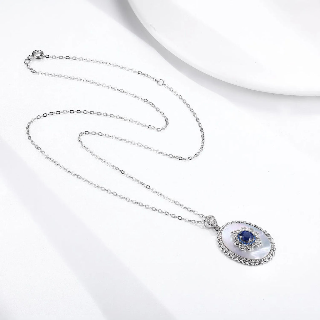 925 sterling silver geometric pendant necklace with platinum gold finish, adjustable o-chain 41-50cm for women