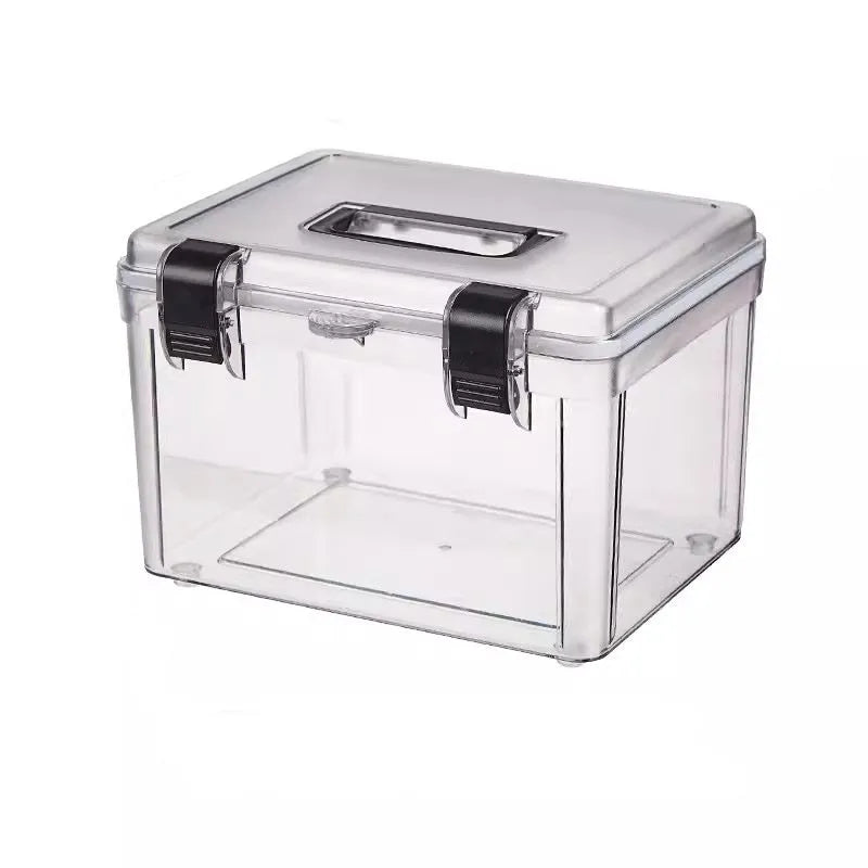 Transparent ABS plastic storage box with lock mechanism for medicine and fish maw storage