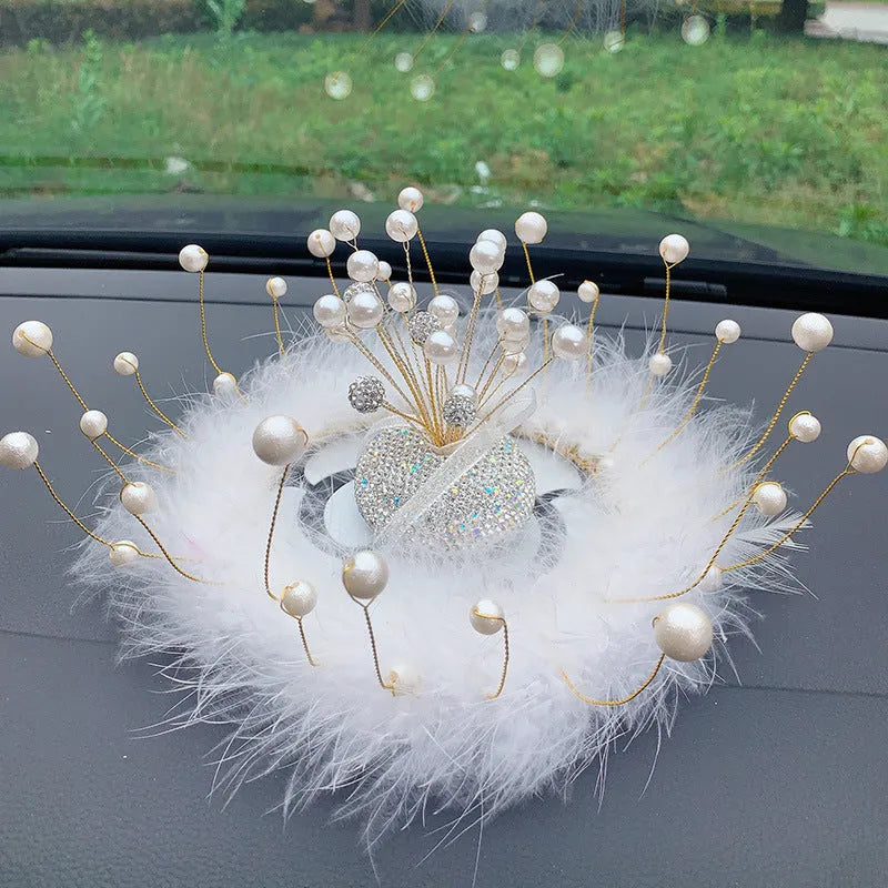 Clay diamond star decoration ornament for a car centre console in a modern colour design.