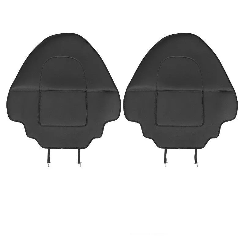Black leather rear anti kick pad car seat protector measuring 68cm by 42cm