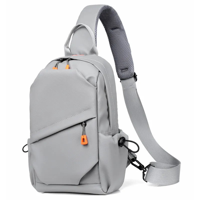 Men's black polyester crossbody bag with waterproof material and minimalist design