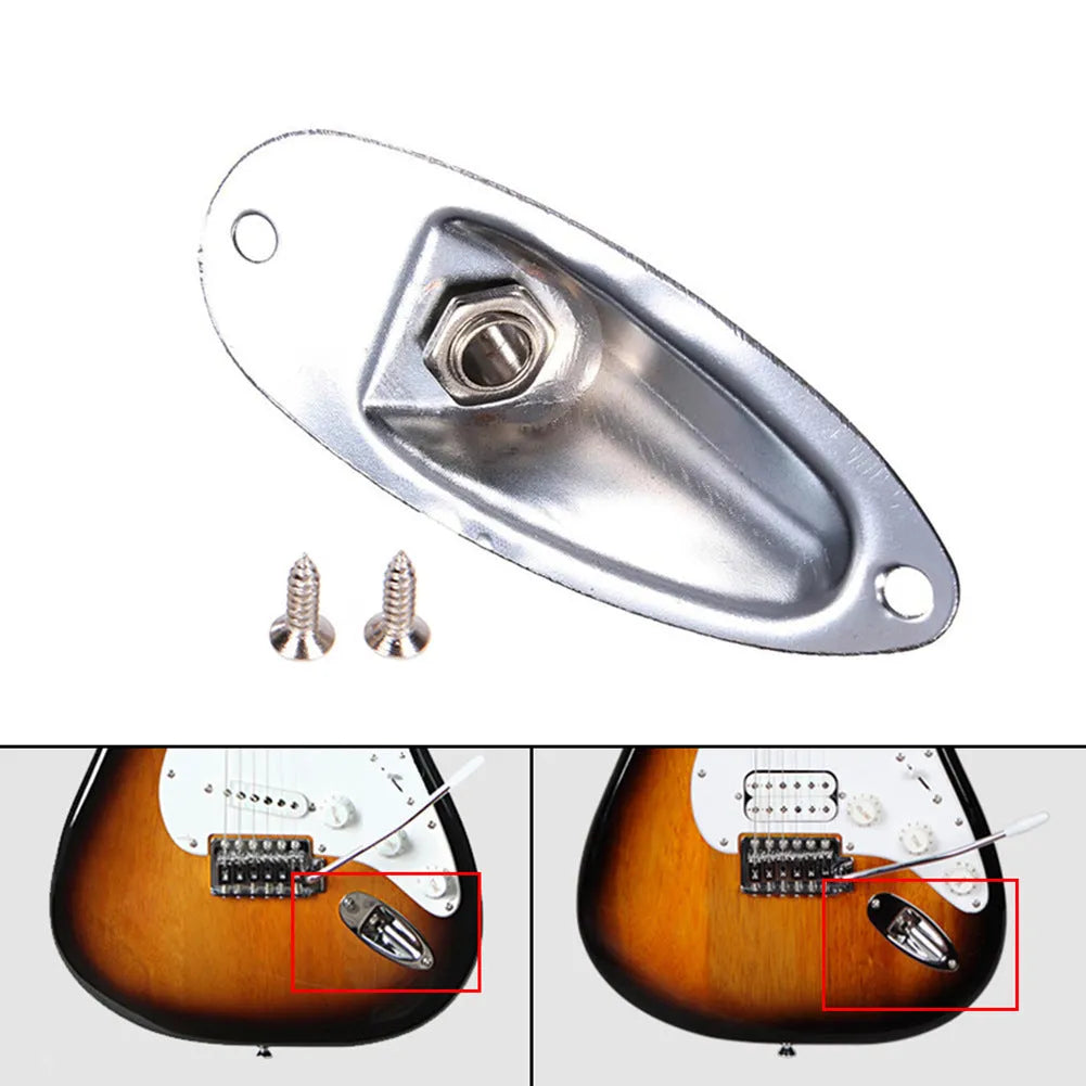 Black and silver electric guitar socket jack connector for guitar and bass output