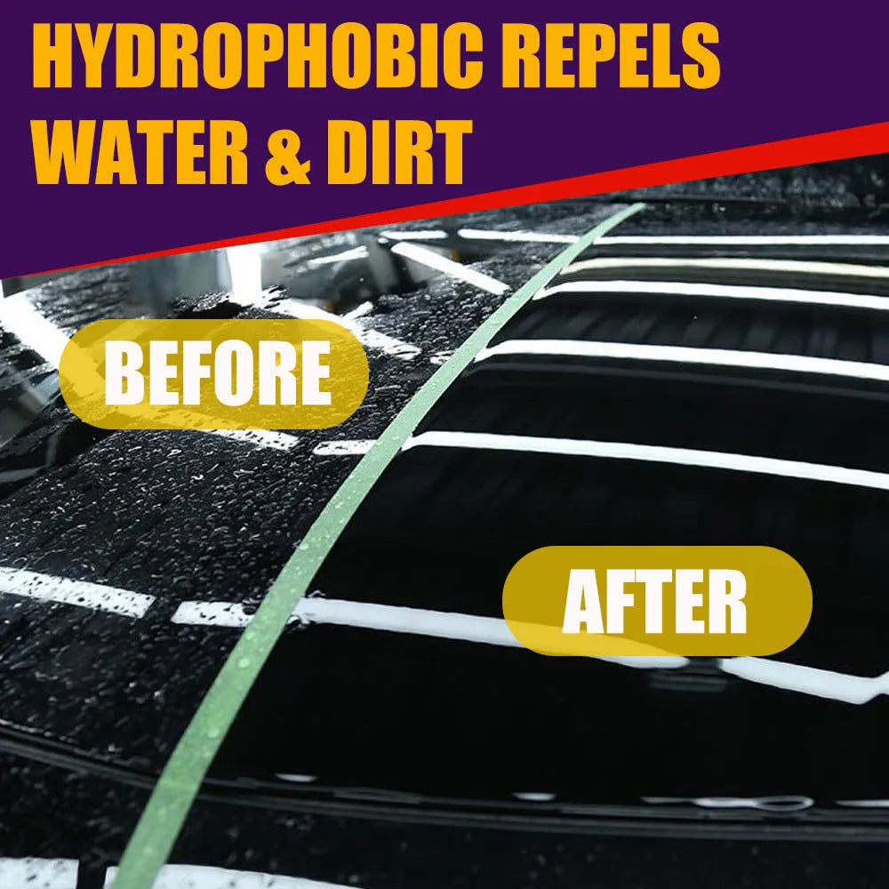 Purple car nano coating spray bottle in 30ml and 100ml sizes for hand application.