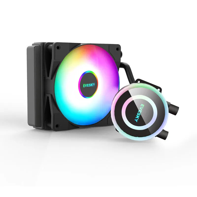 Aluminium CPU liquid cooling radiator with 120mm RGB fan mounted on top