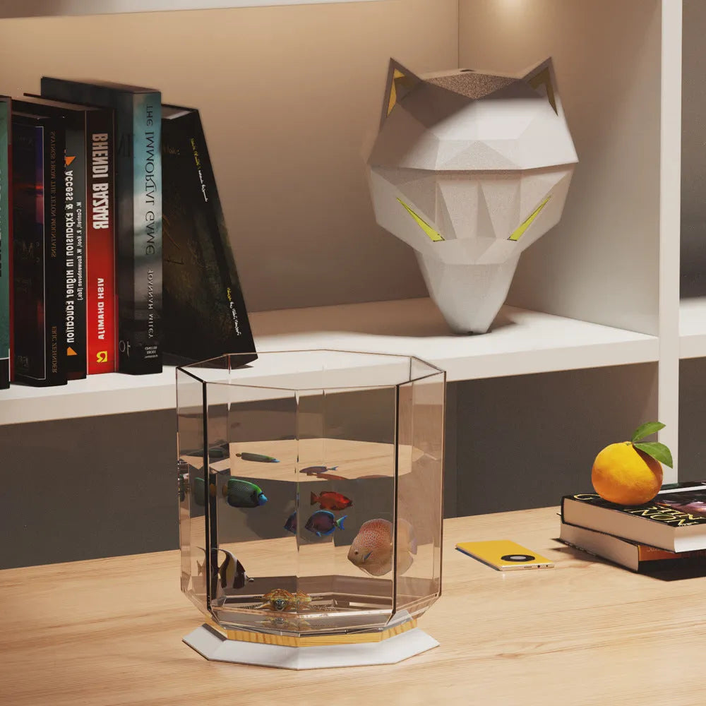 War Wolf ultrasonic air humidifier with colourful LED lights on desktop next to USB cable