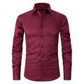 Men's long sleeve work shirt in stretch polyester fabric shown in a variety of colours.