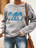 Christmas best selling women's cotton sweater with red Santa Claus print front view
