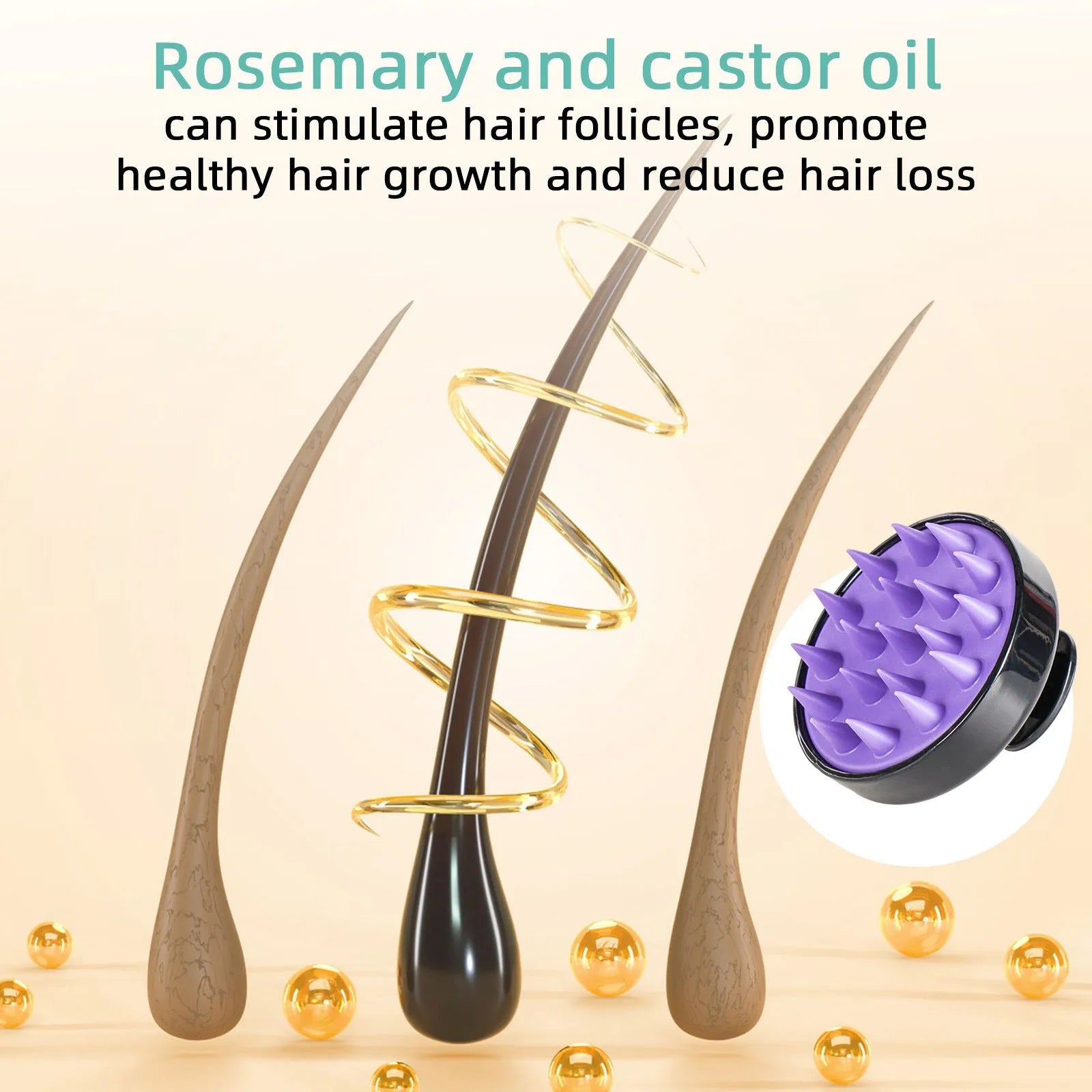 Hair treatment oil 118ml bottle with massage brush for scalp application