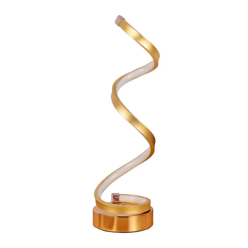 Minimalist black LED table lamp with aluminium shade on wooden desk