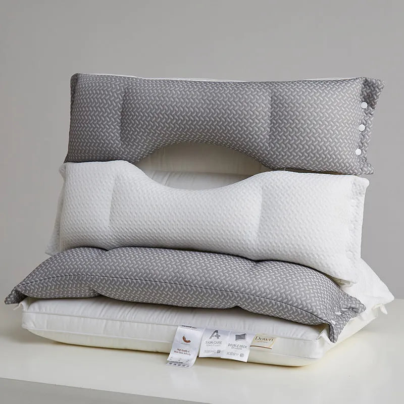 Double-layer cervical support pillow 40x60cm in low loft option on a bed