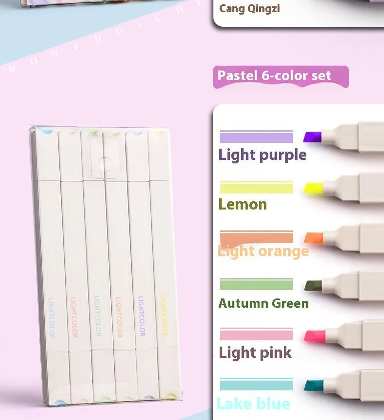 Double-headed fluorescent marking pen showing chisel and fine tips, with packs for Salt and Sweet series.