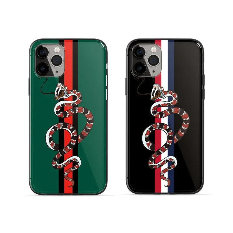 Black frosted iPhone case with cartoon snake design on back, slim TPU construction