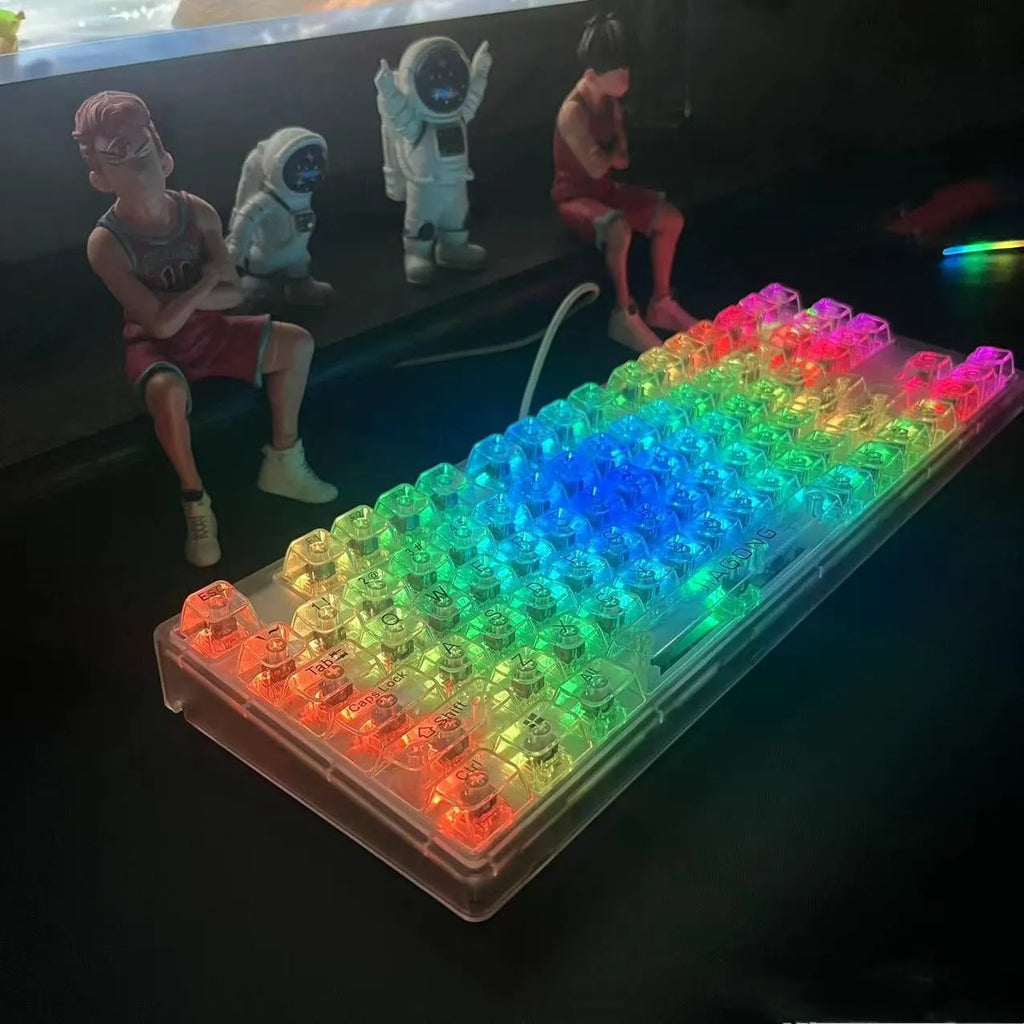 132 transparent plastic key caps arranged for mechanical keyboard replacement