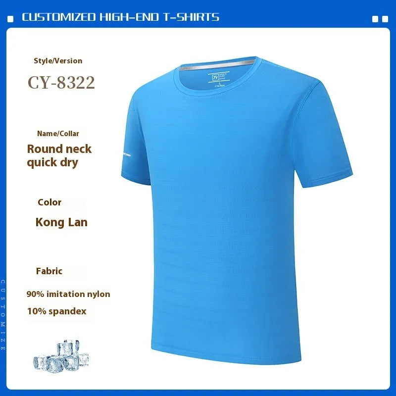 Man wearing a solid colour short sleeve work T-shirt with waterproof and oil-proof properties.