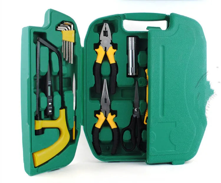27-piece car emergency tool kit in case with malleable iron tools for vehicle and home maintenance