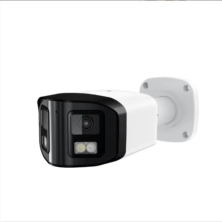 4MP dual-lens IP security camera with IP66 waterproof housing for indoor and outdoor CCTV surveillance