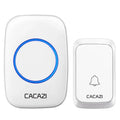 Wireless battery-powered DC doorbell with 300 metre range, waterproof transmitter, black or white, includes receiver