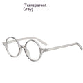 Artistic retro round glasses frame in bright black, sand black, tofu pudding, and transparent grey colours.
