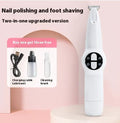 Low-noise rechargeable electric pet nail grinder in pink, with compact body and grinding head