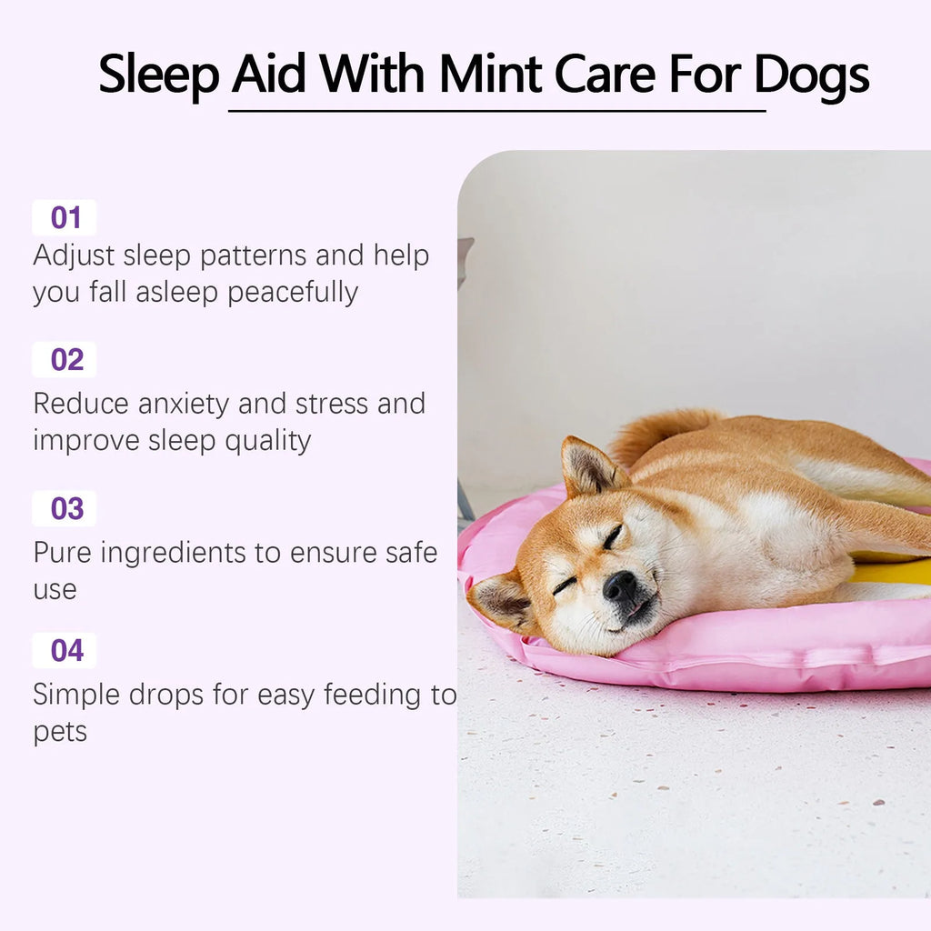 60ml bottle of Dog Sleep Drops for canine night sleep care, showing 3.3cm diameter.