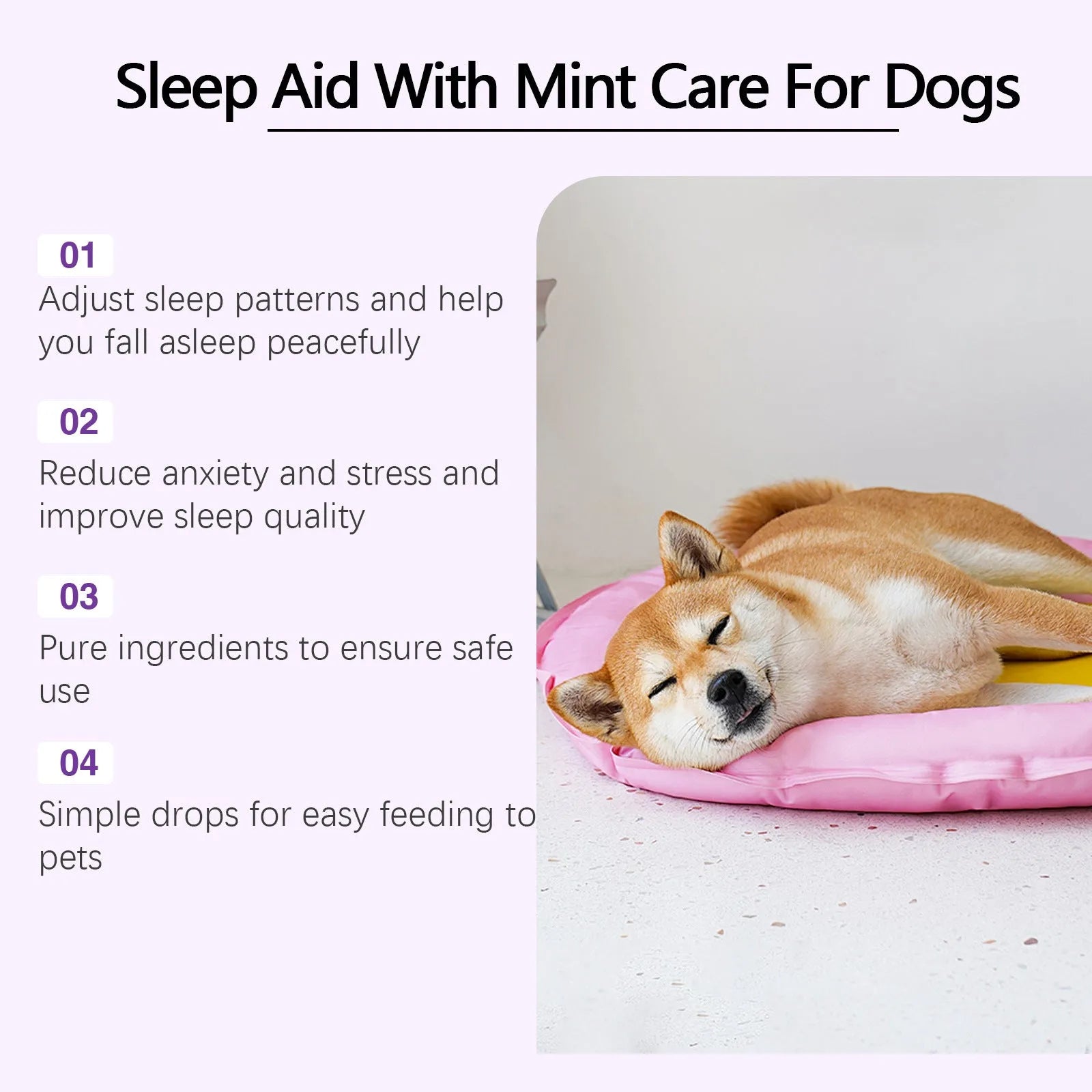 60ml bottle of Dog Sleep Drops for canine night sleep care, showing 3.3cm diameter.