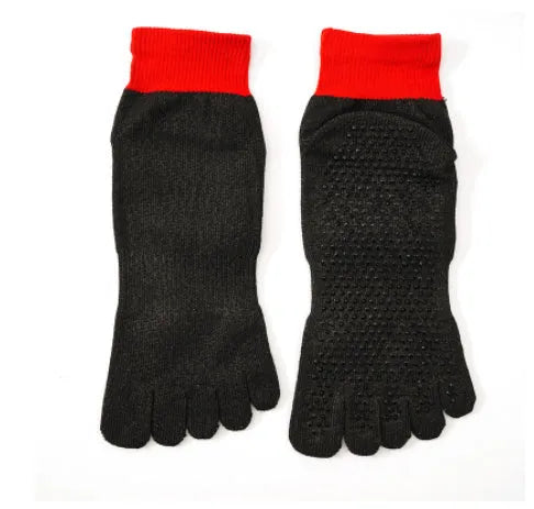 Anti cut protective socks in grey red, HPPE and rubber, unisex size 25.5cm