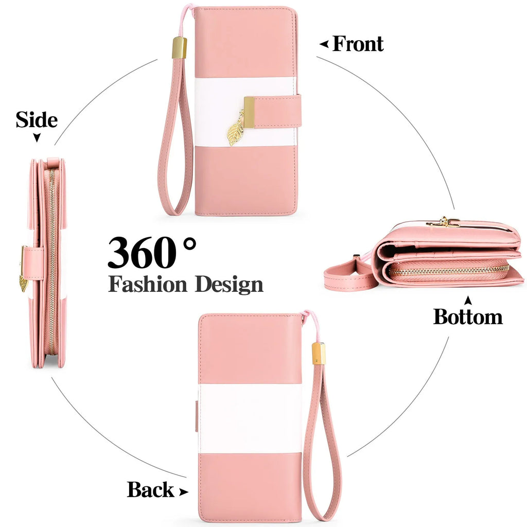 Midnight black women's anti-theft clutch bag with gold-tone lock, showing interior microfiber lining and card slots.