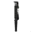 Black carbon fibre telescopic camera monopod extended to maximum height