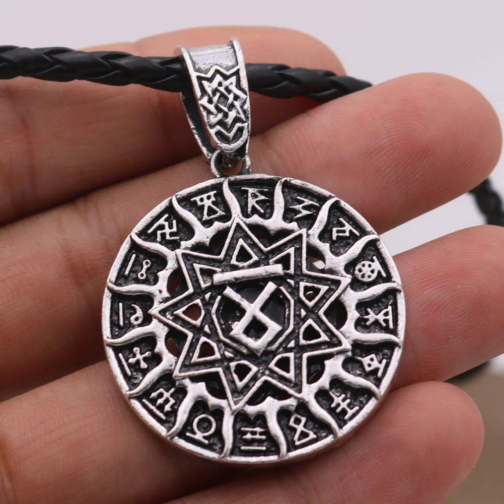 Lunavin ODing logo pendant necklace with adjustable leather rope or chain in antique silver or bronze finish