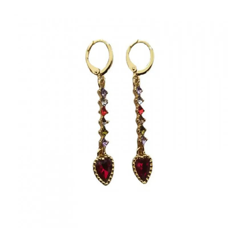 Women's heart-shaped alloy earrings in gold or silver electroplated finish