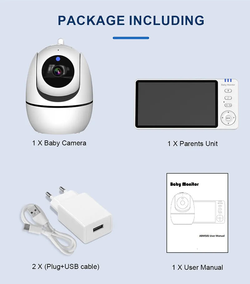 White wireless baby monitor with 5-inch HD screen and temperature display