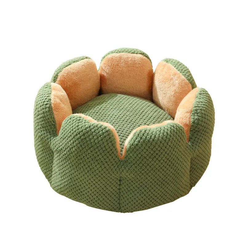Cactus petal PP cotton pet nest in green, purple, grey, or coffee, sizes S 40cm, M 50cm, L 60cm