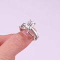 Star Eye octagonal 7x9mm moissanite ring platinum plated S925 silver on white background