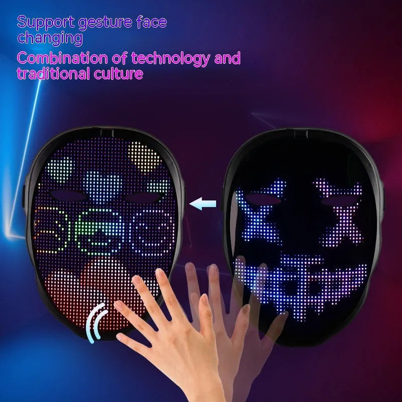 Avengers character LED face mask with luminous display and gesture control features