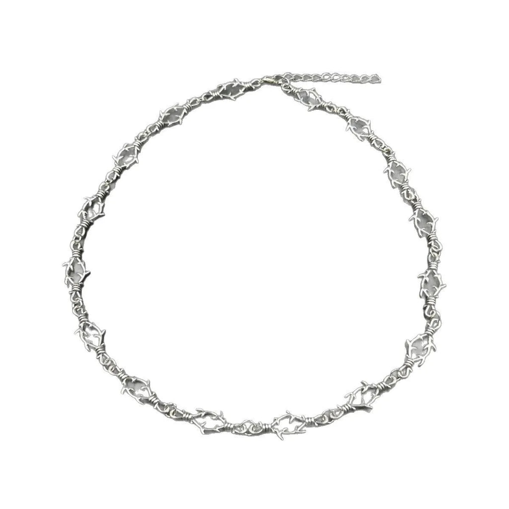 Gothic punk thorn necklace clavicle chain zinc alloy electroplated XLA160 geometric design