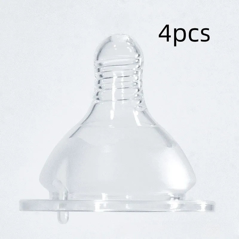 Transparent liquid silicone wide mouth baby bottle nipple cross hole size for newborns 0-3 months