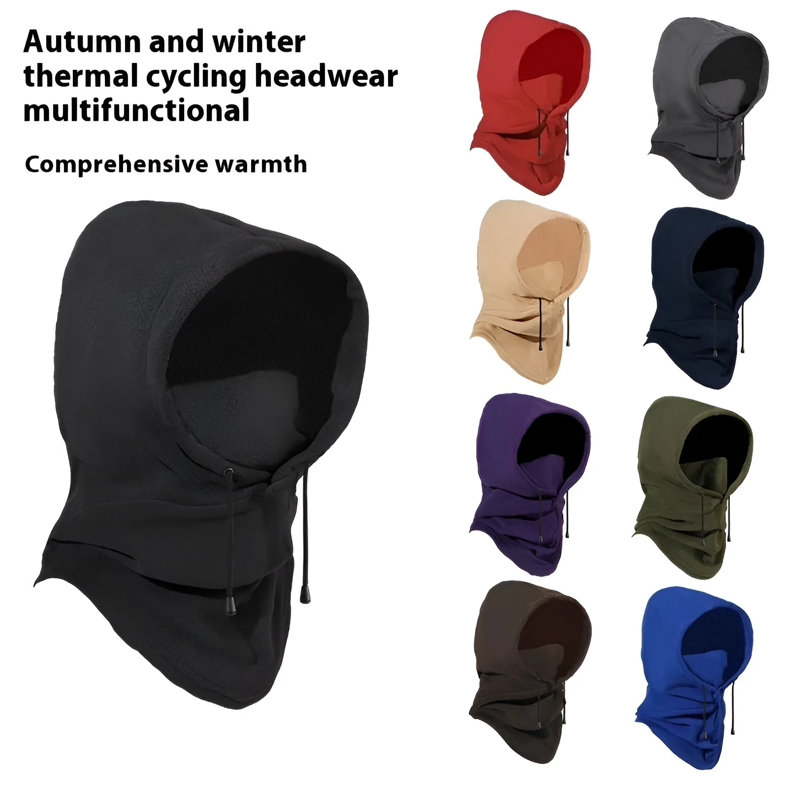 Autumn and winter thermal windproof cycling sports mask in polar fleece, free size, black colour