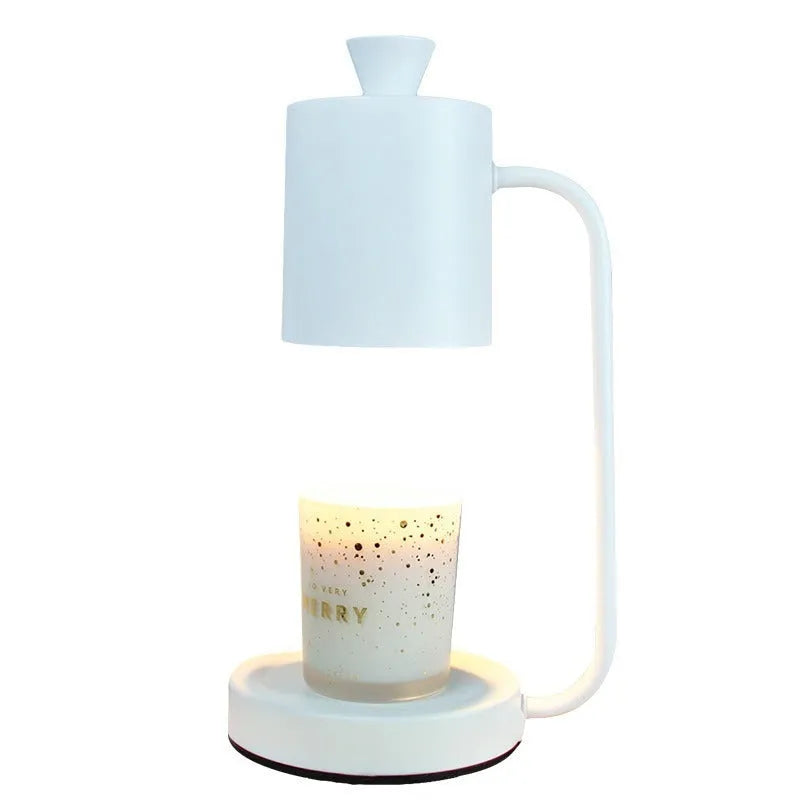 European style aromatherapy melting wax lamp with metal construction and dimmer switch