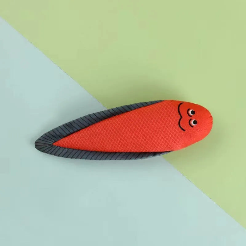 Soft polyester cat toy with ringing paper fish and catnip in agave colour