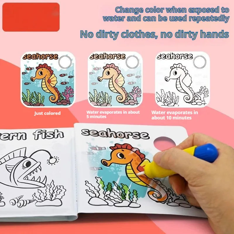 Magic water painting colour changing bath book for babies 0-3 years, PEVA tear-proof waterproof, animal design