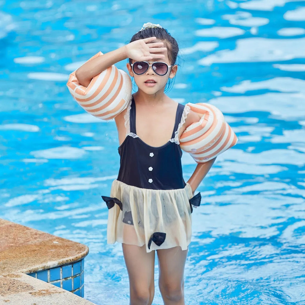 Personality Couple Kids Swimming Arm Floats PVC armband retro series cylinder blue