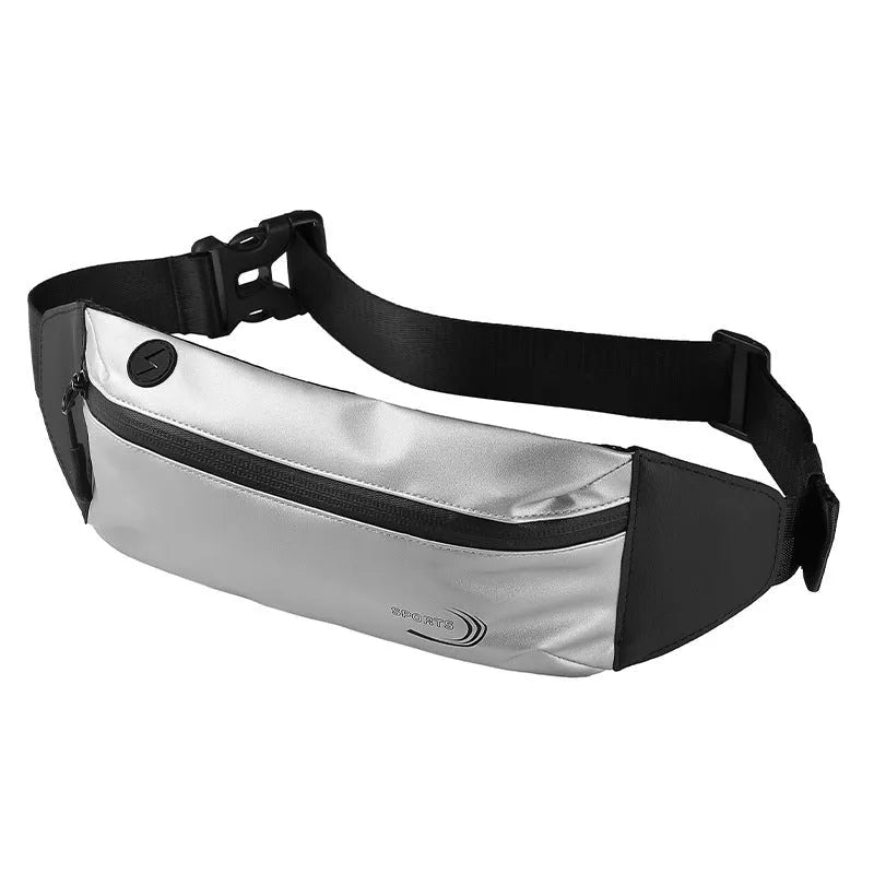 Men's black waterproof Derm Oxford polyester waist bag with belt strap, showing front compartment.