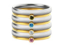 December birthstone titanium steel engraved ring with geometric shape and electroplated colour