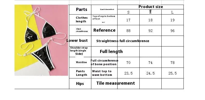 Black women's bikini swimsuit set with triangle cup top and split briefs