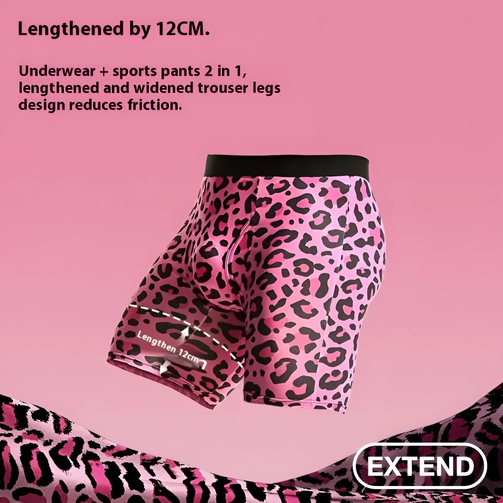 Men's wild leopard pattern printed underwear in quick-drying polyester with low-rise waistband