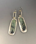 Geometric alloy drop earrings with two-colour marble pattern and post backs