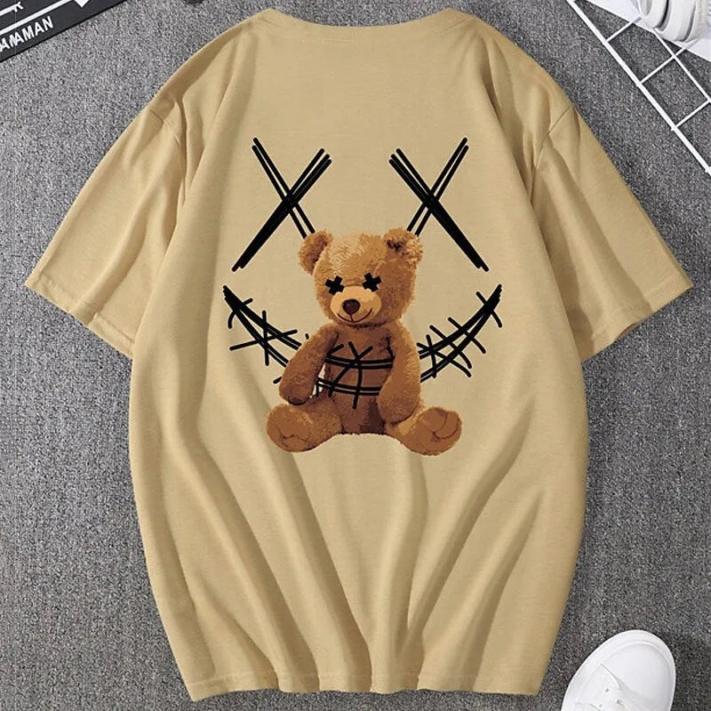 Fashion 3D short sleeved T shirt with cartoon print in polyester fibre, size S to 6XL, five colours