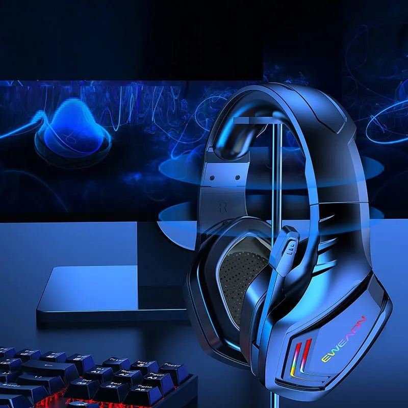 Black RGB wireless Bluetooth headset with noise reduction function and adjustable headband
